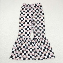 Load image into Gallery viewer, Adult Women Black Checkered Mama Bell Flare Bottom Pants