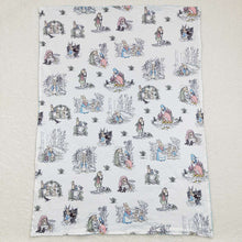 Load image into Gallery viewer, Baby Boys Easter Blue Rabbits Minky Blankets
