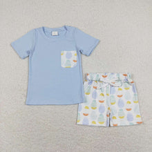 Load image into Gallery viewer, Baby Boys Aqua Pocket Shirt Easter Eggs Shorts Clothes Sets