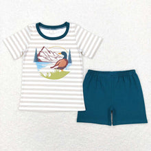 Load image into Gallery viewer, Baby Boys Khaki Stripes Duck Hunting Tee Shirts Tops Shorts Clothing Sets