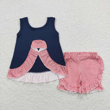 Load image into Gallery viewer, Baby Girls Baseball Sleeveless Tunic Tops Ruffle Shorts Outfits Clothes Sets
