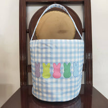 Load image into Gallery viewer, Baby Boys Easter Blue Checkered Bunny Basket Bags