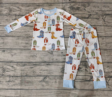 Load image into Gallery viewer, Baby Boys Toddler Western Blue Boots Top Pants Pajamas Clothes Sets