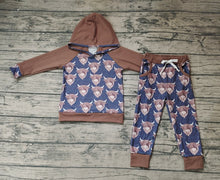Load image into Gallery viewer, Baby Boys Long Sleeve Hooded Highland Cow Tops Pants Clothes Sets