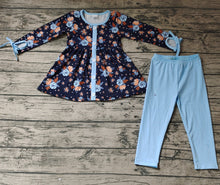 Load image into Gallery viewer, Baby Girls Blue Orange Tunic Top Legging Pants Clothes Sets