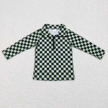 Load image into Gallery viewer, Baby Boys Green Checkered Long Sleeve Zip Pullovers Tops