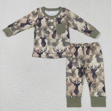 Load image into Gallery viewer, Baby Boys Camo Deer Pocket Top Pants Pajamas Clothes Sets
