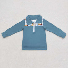 Load image into Gallery viewer, Baby Boys Fall Duck Blue Checkered Zip Pullover Tops