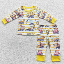 Load image into Gallery viewer, Baby Boys Stripes Constrcution 2pcs Fall Pajamas Clothes Sets
