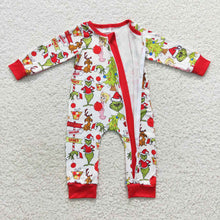 Load image into Gallery viewer, Baby Boys Christmas Frog Zip Rompers