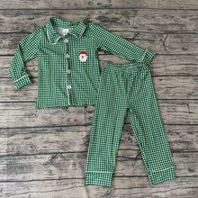 Load image into Gallery viewer, Baby Girls Green Plaid Santa Christmas 2pcs Pajamas Clothes sets