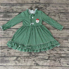 Load image into Gallery viewer, Baby Girls Santa Green Plaid Christmas Gown(Knee legnth) Pajamas Dresses