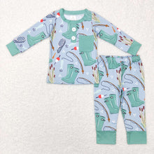 Load image into Gallery viewer, Baby Boys Green Fishing Pocket Top Pants Pajamas Clothes Sets