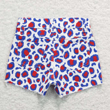 Load image into Gallery viewer, Baby Girls 4th Of July Red Blue Leopard Denim Shorts