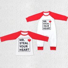 Load image into Gallery viewer, Baby Boys Valentines Long Sleeve Steal Heart Red Brother Sets
