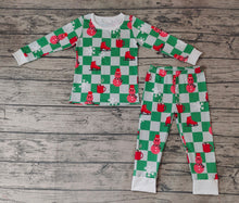 Load image into Gallery viewer, Baby Boys Christmas Green Checkered Smile 2pcs Pajamas Clothes Sets