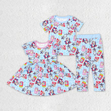 Load image into Gallery viewer, Baby Boys Blue Dogs Short Sleeve Sibling Girls Dress Sets
