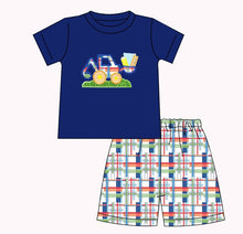 Load image into Gallery viewer, Baby boys excavator plaid shorts sets