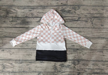 Load image into Gallery viewer, Baby Boys Khaki Checkered Hooded Long Sleeve Shirts Tops