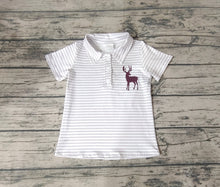 Load image into Gallery viewer, Baby Boys Grey Stripes Deer Short Sleeve Pullover Tee Shirts