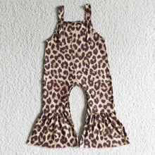 Load image into Gallery viewer, baby girls leopard strap overalls jumpsuits