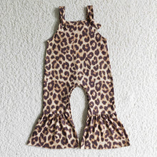 Load image into Gallery viewer, baby girls leopard strap overalls jumpsuits