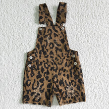 Load image into Gallery viewer, baby girls leopard summer denim shorts overall(C)