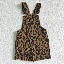 Load image into Gallery viewer, baby girls leopard summer denim shorts overall(C)