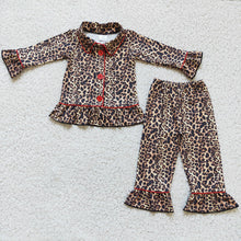 Load image into Gallery viewer, Baby Girls Fall Leopard Long Sleeve Pajamas Clothes Sets