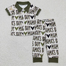 Load image into Gallery viewer, baby Boys Mama's boy green pajamas sets