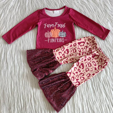 Load image into Gallery viewer, Baby girls farm fresh pumpkin leopard sequin pants sets