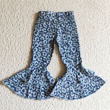 Load image into Gallery viewer, Baby Girls navy leopard western denim pants jeans