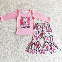 Load image into Gallery viewer, Baby Girls Halloween pink ghost bell pants sets