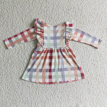 Load image into Gallery viewer, Baby Girls Thanksgiving Orange Plaid Knee Length Dresses