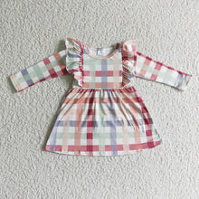 Load image into Gallery viewer, Baby Girls Thanksgiving Orange Plaid Knee Length Dresses