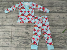 Load image into Gallery viewer, Baby Girls santa Christmas ruffle pajamas pants clothes sets