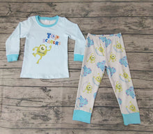 Load image into Gallery viewer, baby boys blue monster pajamas legging sets