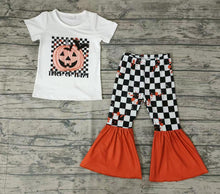 Load image into Gallery viewer, baby Girls Halloween pumpkin plaid pants sets
