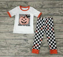 Load image into Gallery viewer, baby boys Halloween pumpkin plaid pants sets
