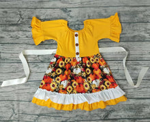 Load image into Gallery viewer, Baby girls fall pumpkin belt floral dresses
