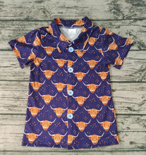 Load image into Gallery viewer, Baby Boys western button up navy cow shirts