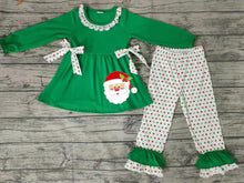 Load image into Gallery viewer, Baby girls Christmas santa bow tunic ruffle pants clothes sets