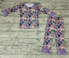 Load image into Gallery viewer, Baby girls Halloween witch ruffle pajamas pants clothes
