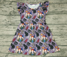 Load image into Gallery viewer, Baby girls Halloween witch flutter sleeve dresses