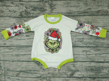 Load image into Gallery viewer, Baby girls Christmas green cartoon long sleeve rompers