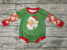 Load image into Gallery viewer, Baby girls Christmas green santa long sleeve rompers