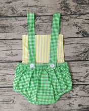 Load image into Gallery viewer, Baby boys tractor plaid print romper