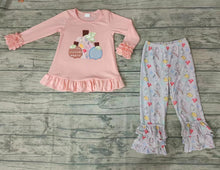 Load image into Gallery viewer, baby girls long sleeve shirt ruffle pants pink fall pumpkin sets