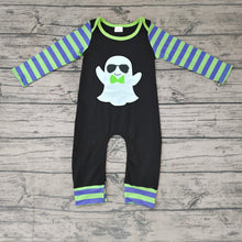 Load image into Gallery viewer, Baby boys Halloween ghost stripe rompers