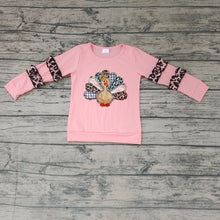 Load image into Gallery viewer, Baby girls thanksgiving turkey long sleeve shirts